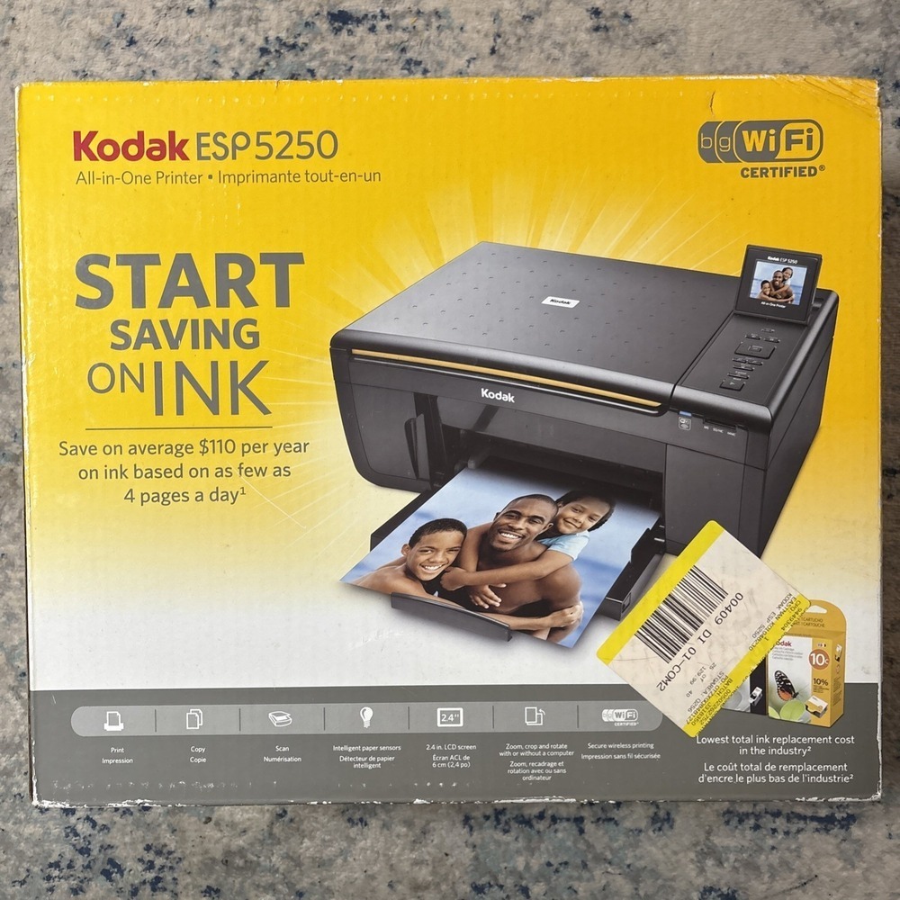 Kodak ESP 5250 LE Inkjet Photo Printer Scanner Copier Wi-Fi - Brand New